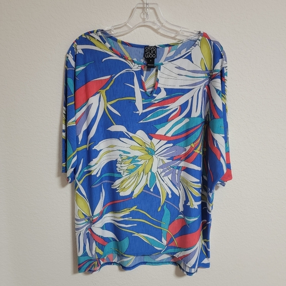Clara Sun Woo Blue Floral Print Blouse